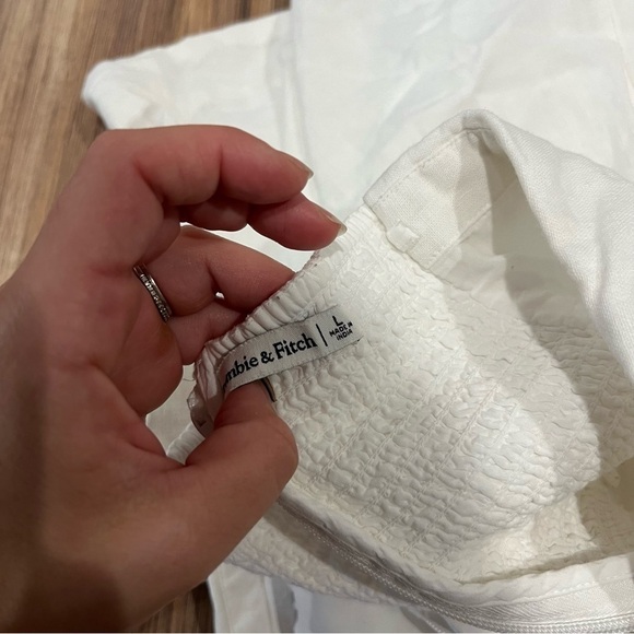 Abercrombie & Fitch White Strapless Linen Blend Mini Dress - Picture 10 of 11